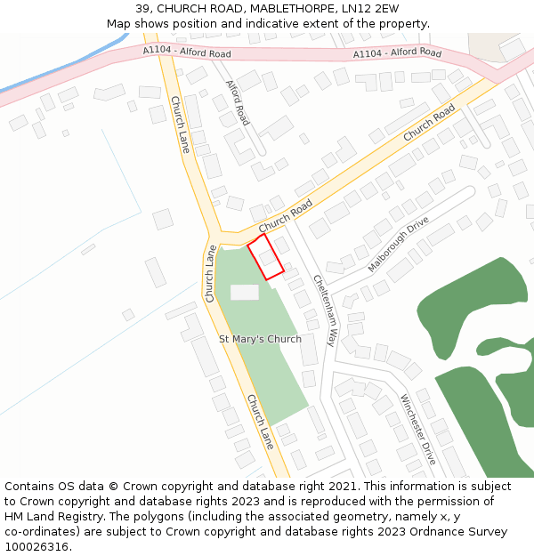 39, CHURCH ROAD, MABLETHORPE, LN12 2EW: Location map and indicative extent of plot