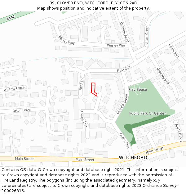 39, CLOVER END, WITCHFORD, ELY, CB6 2XD: Location map and indicative extent of plot
