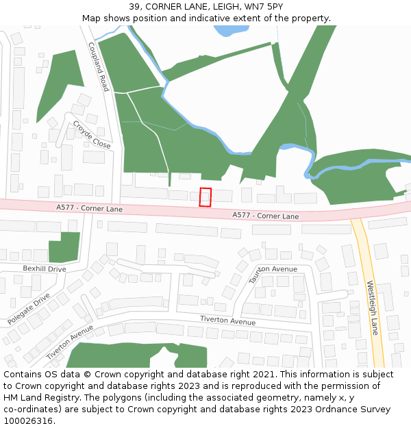 39, CORNER LANE, LEIGH, WN7 5PY: Location map and indicative extent of plot