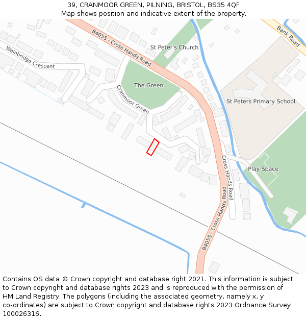 39, CRANMOOR GREEN, PILNING, BRISTOL, BS35 4QF: Location map and indicative extent of plot