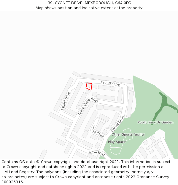 39, CYGNET DRIVE, MEXBOROUGH, S64 0FG: Location map and indicative extent of plot