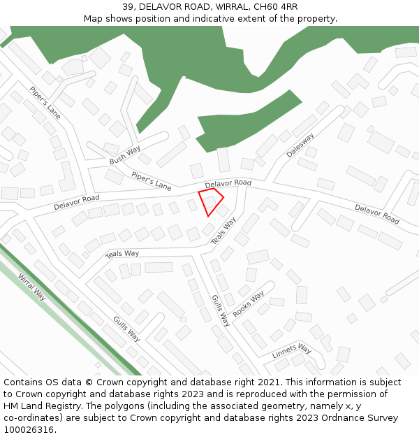 39, DELAVOR ROAD, WIRRAL, CH60 4RR: Location map and indicative extent of plot