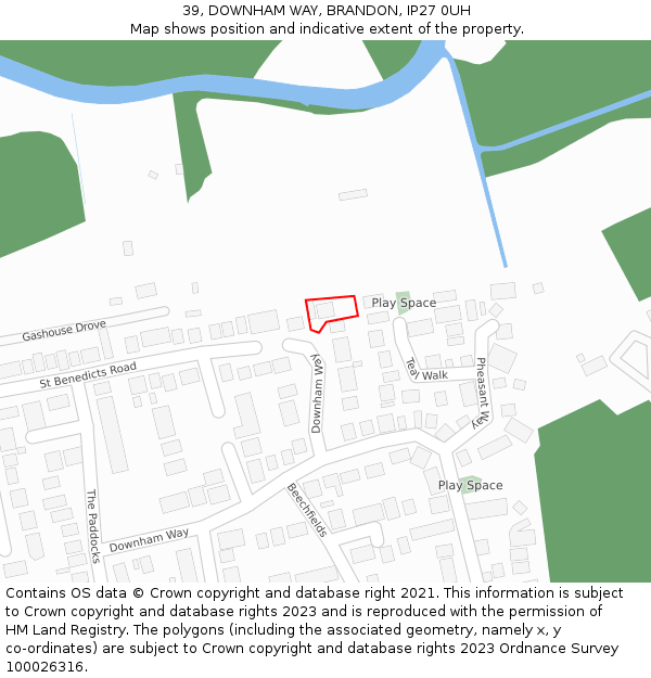 39, DOWNHAM WAY, BRANDON, IP27 0UH: Location map and indicative extent of plot