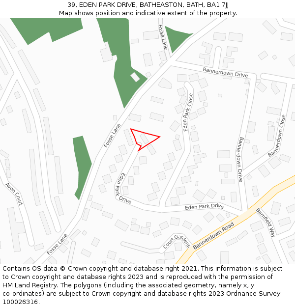 39, EDEN PARK DRIVE, BATHEASTON, BATH, BA1 7JJ: Location map and indicative extent of plot