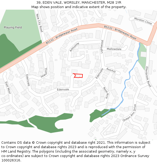 39, EDEN VALE, WORSLEY, MANCHESTER, M28 1YR: Location map and indicative extent of plot