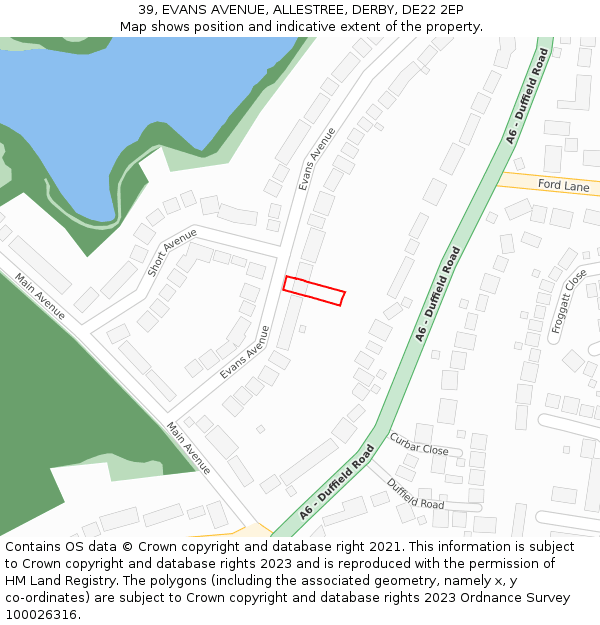 39, EVANS AVENUE, ALLESTREE, DERBY, DE22 2EP: Location map and indicative extent of plot