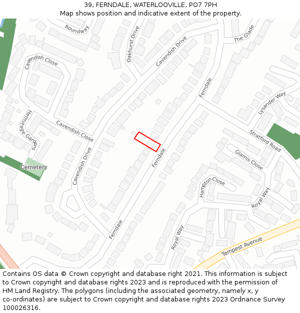 39, FERNDALE, WATERLOOVILLE, PO7 7PH: Location map and indicative extent of plot