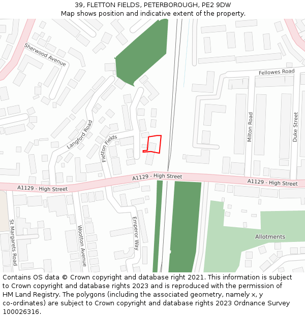39, FLETTON FIELDS, PETERBOROUGH, PE2 9DW: Location map and indicative extent of plot