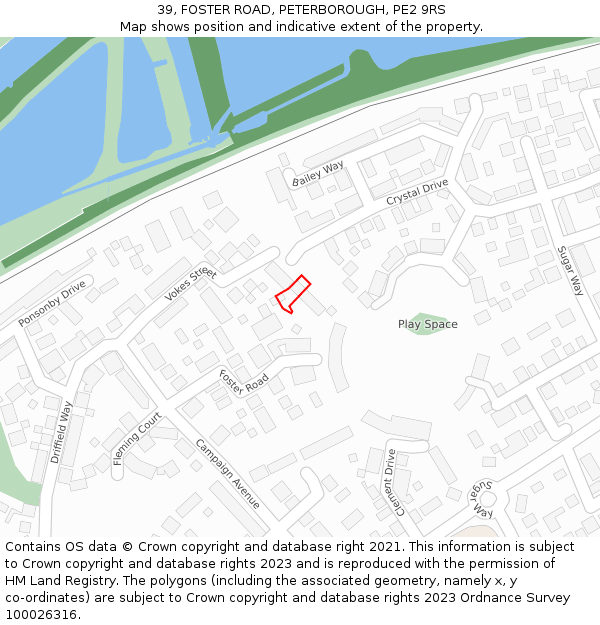 39, FOSTER ROAD, PETERBOROUGH, PE2 9RS: Location map and indicative extent of plot