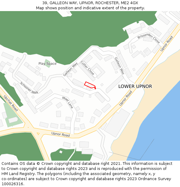 39, GALLEON WAY, UPNOR, ROCHESTER, ME2 4GX: Location map and indicative extent of plot