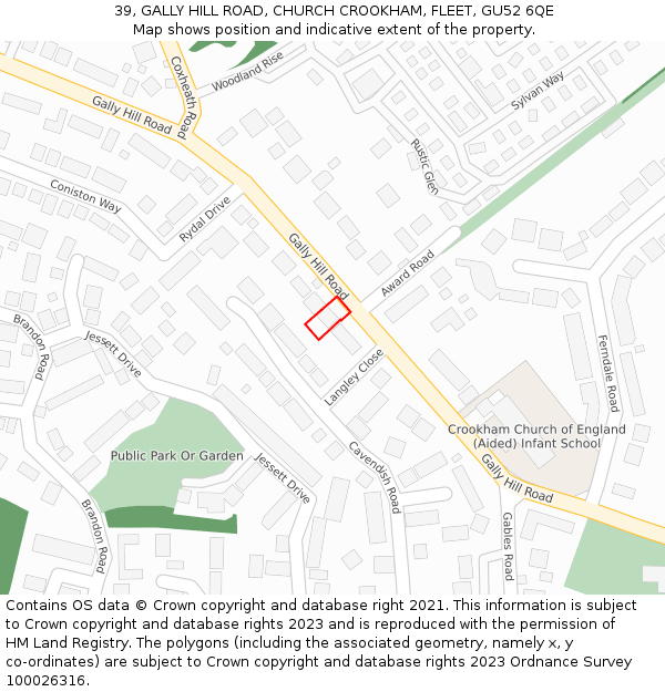 39, GALLY HILL ROAD, CHURCH CROOKHAM, FLEET, GU52 6QE: Location map and indicative extent of plot