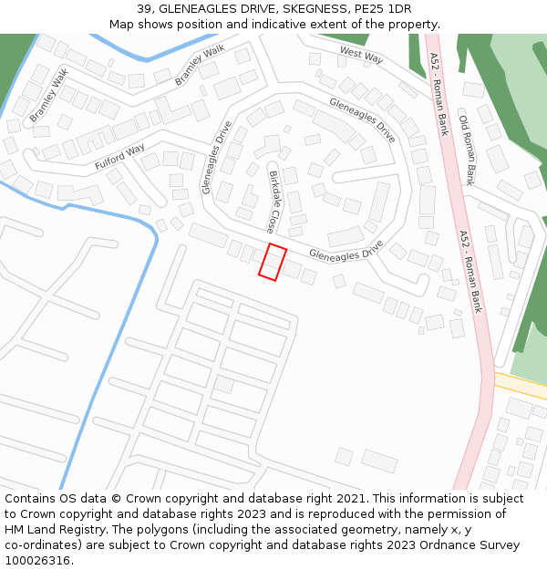 39, GLENEAGLES DRIVE, SKEGNESS, PE25 1DR: Location map and indicative extent of plot