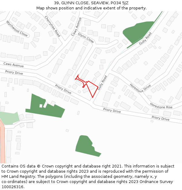 39, GLYNN CLOSE, SEAVIEW, PO34 5JZ: Location map and indicative extent of plot