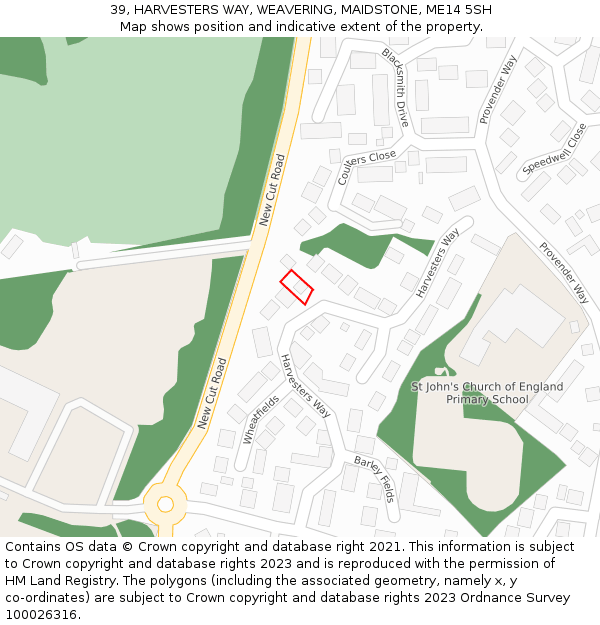 39, HARVESTERS WAY, WEAVERING, MAIDSTONE, ME14 5SH: Location map and indicative extent of plot