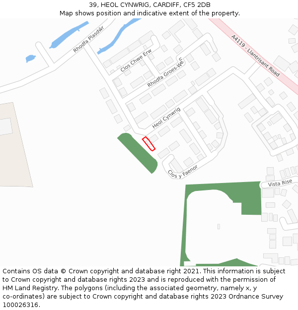 39, HEOL CYNWRIG, CARDIFF, CF5 2DB: Location map and indicative extent of plot