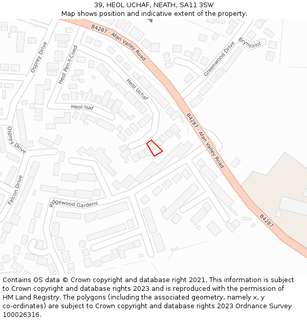 39, HEOL UCHAF, NEATH, SA11 3SW: Location map and indicative extent of plot