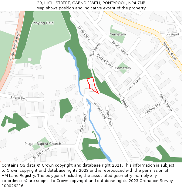 39, HIGH STREET, GARNDIFFAITH, PONTYPOOL, NP4 7NR: Location map and indicative extent of plot