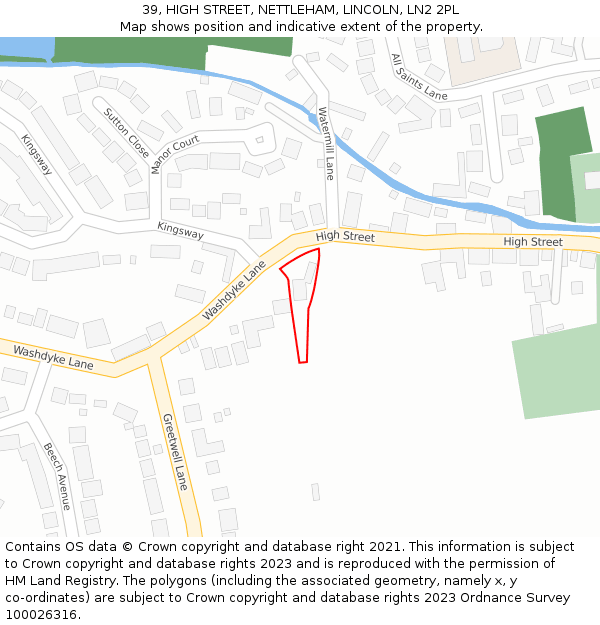 39, HIGH STREET, NETTLEHAM, LINCOLN, LN2 2PL: Location map and indicative extent of plot