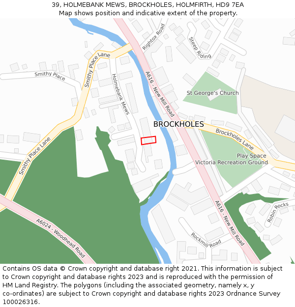 39, HOLMEBANK MEWS, BROCKHOLES, HOLMFIRTH, HD9 7EA: Location map and indicative extent of plot