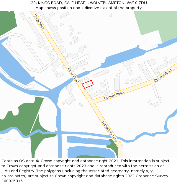39, KINGS ROAD, CALF HEATH, WOLVERHAMPTON, WV10 7DU: Location map and indicative extent of plot