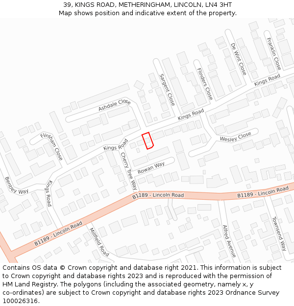 39, KINGS ROAD, METHERINGHAM, LINCOLN, LN4 3HT: Location map and indicative extent of plot