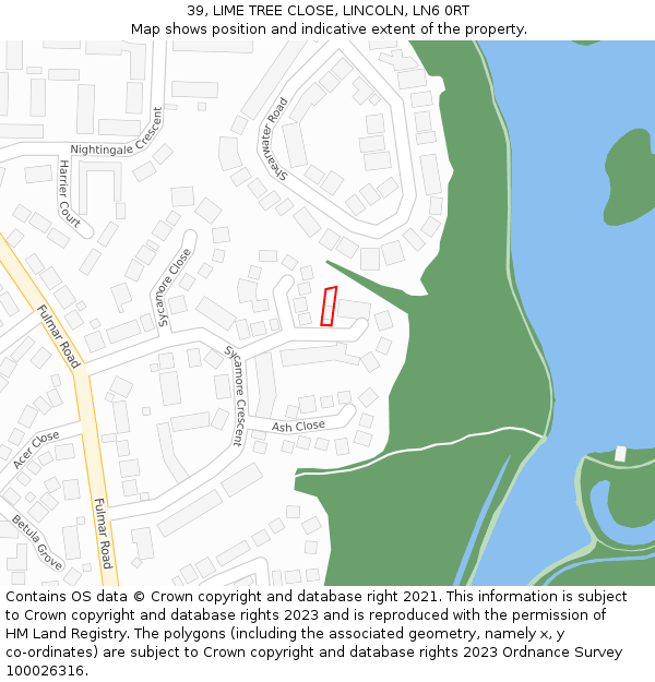 39, LIME TREE CLOSE, LINCOLN, LN6 0RT: Location map and indicative extent of plot