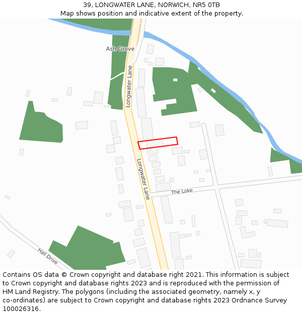 39, LONGWATER LANE, NORWICH, NR5 0TB: Location map and indicative extent of plot
