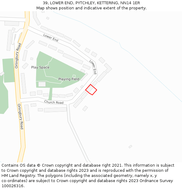 39, LOWER END, PYTCHLEY, KETTERING, NN14 1ER: Location map and indicative extent of plot