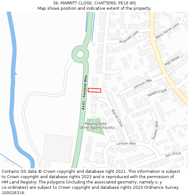 39, MARRITT CLOSE, CHATTERIS, PE16 6PJ: Location map and indicative extent of plot