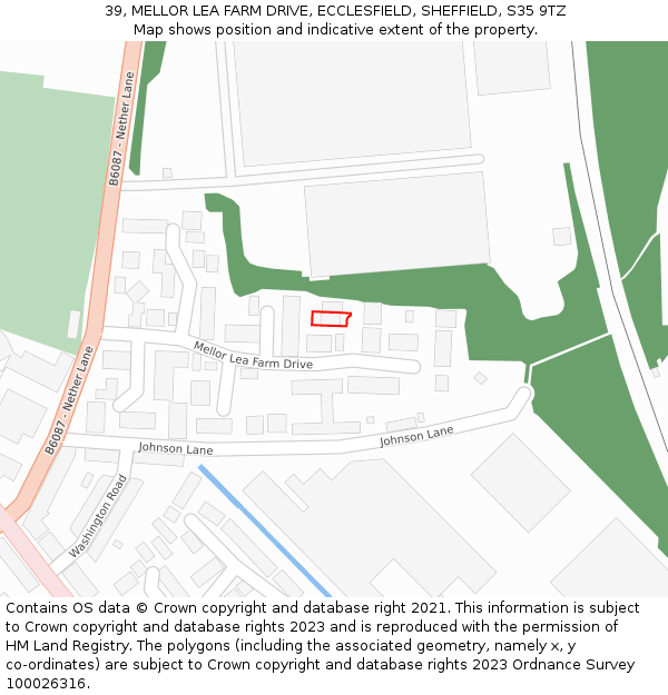 39, MELLOR LEA FARM DRIVE, ECCLESFIELD, SHEFFIELD, S35 9TZ: Location map and indicative extent of plot