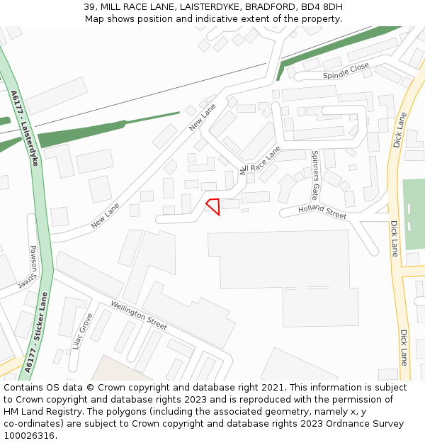 39, MILL RACE LANE, LAISTERDYKE, BRADFORD, BD4 8DH: Location map and indicative extent of plot