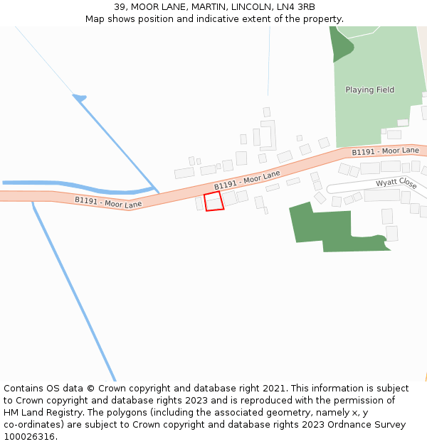 39, MOOR LANE, MARTIN, LINCOLN, LN4 3RB: Location map and indicative extent of plot