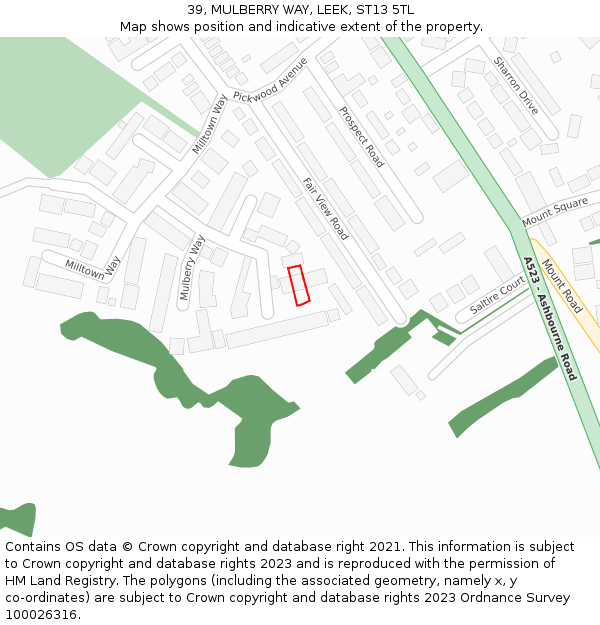 39, MULBERRY WAY, LEEK, ST13 5TL: Location map and indicative extent of plot