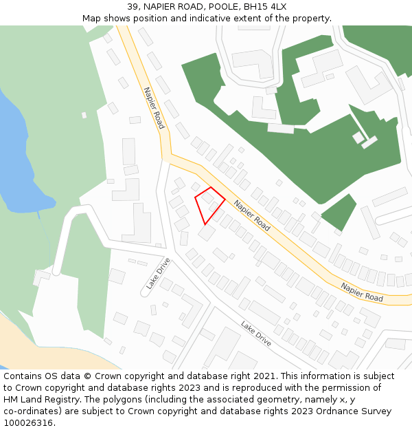 39, NAPIER ROAD, POOLE, BH15 4LX: Location map and indicative extent of plot