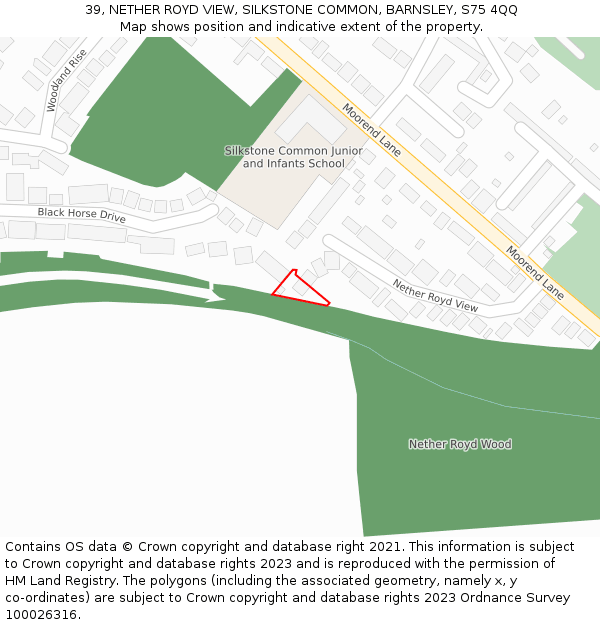 39, NETHER ROYD VIEW, SILKSTONE COMMON, BARNSLEY, S75 4QQ: Location map and indicative extent of plot
