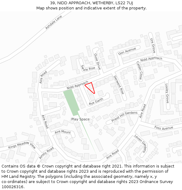 39, NIDD APPROACH, WETHERBY, LS22 7UJ: Location map and indicative extent of plot