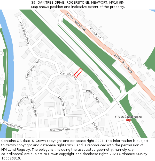 39, OAK TREE DRIVE, ROGERSTONE, NEWPORT, NP10 9JN: Location map and indicative extent of plot