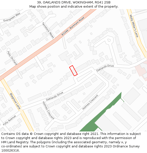 39, OAKLANDS DRIVE, WOKINGHAM, RG41 2SB: Location map and indicative extent of plot