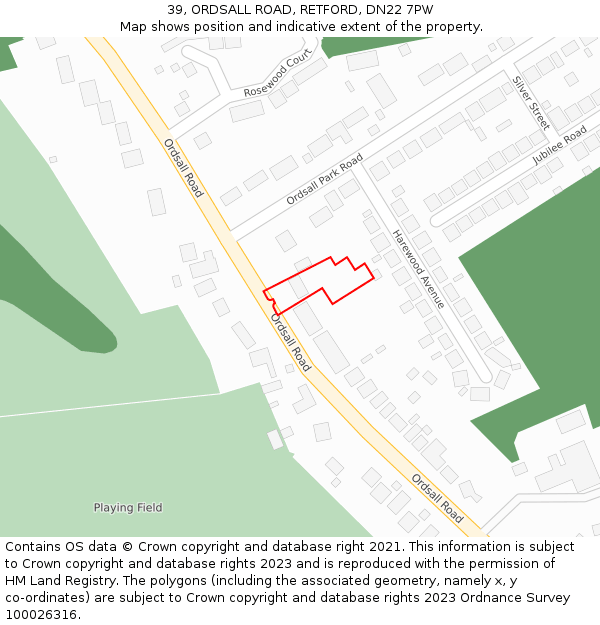 39, ORDSALL ROAD, RETFORD, DN22 7PW: Location map and indicative extent of plot