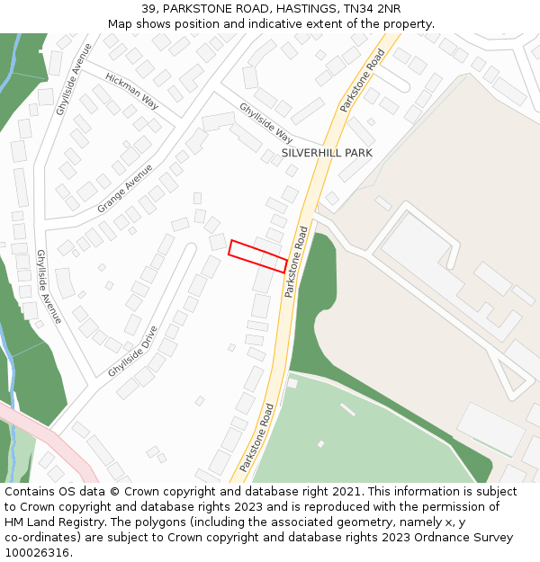 39, PARKSTONE ROAD, HASTINGS, TN34 2NR: Location map and indicative extent of plot