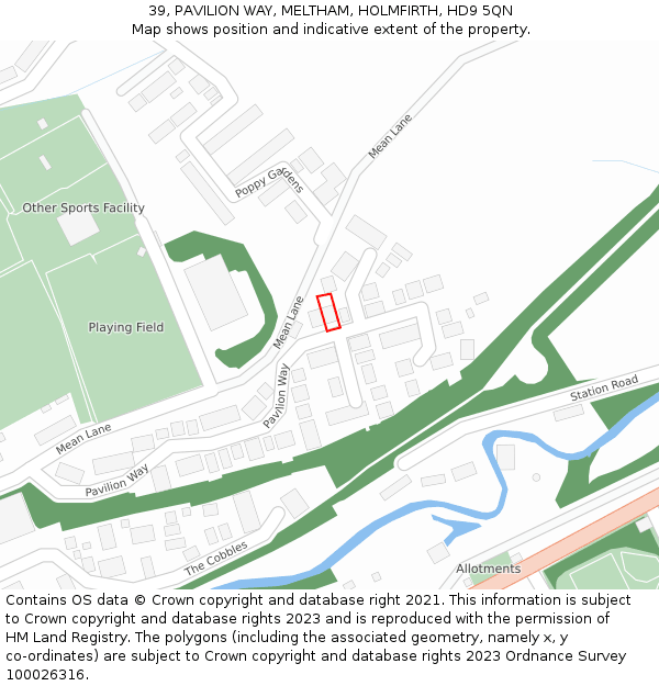 39, PAVILION WAY, MELTHAM, HOLMFIRTH, HD9 5QN: Location map and indicative extent of plot