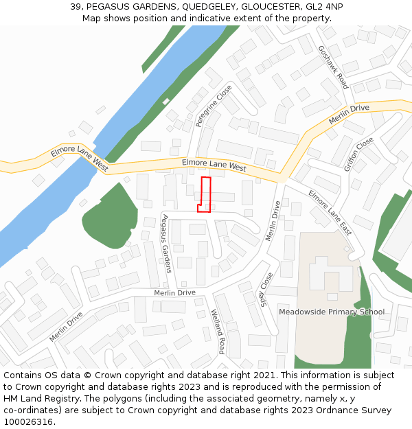 39, PEGASUS GARDENS, QUEDGELEY, GLOUCESTER, GL2 4NP: Location map and indicative extent of plot