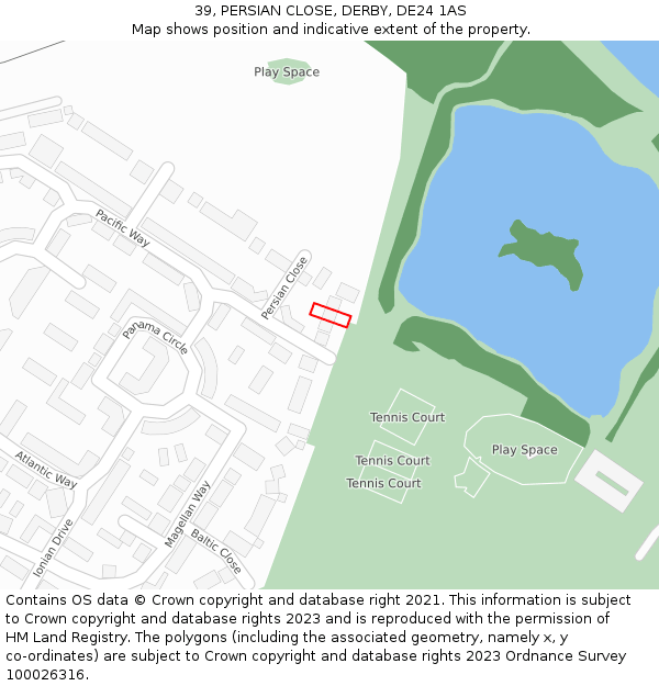 39, PERSIAN CLOSE, DERBY, DE24 1AS: Location map and indicative extent of plot