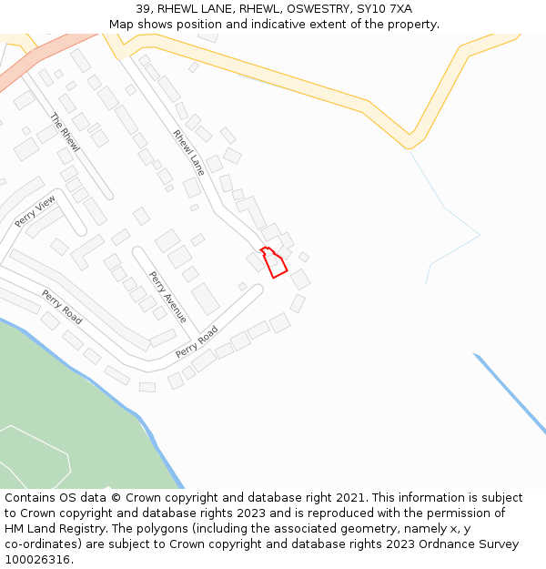 39, RHEWL LANE, RHEWL, OSWESTRY, SY10 7XA: Location map and indicative extent of plot