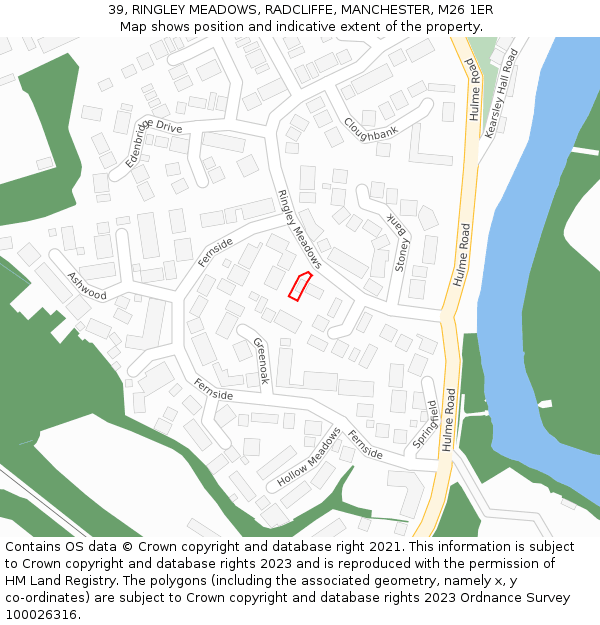 39, RINGLEY MEADOWS, RADCLIFFE, MANCHESTER, M26 1ER: Location map and indicative extent of plot