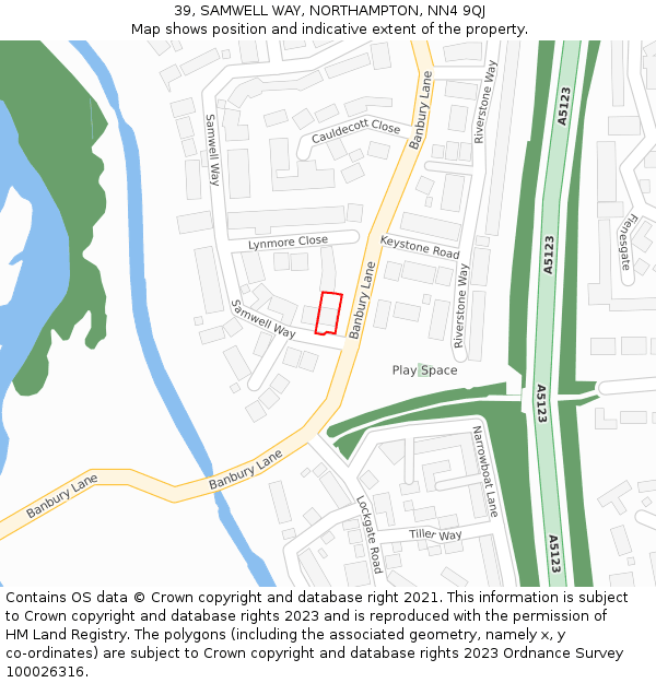 39, SAMWELL WAY, NORTHAMPTON, NN4 9QJ: Location map and indicative extent of plot