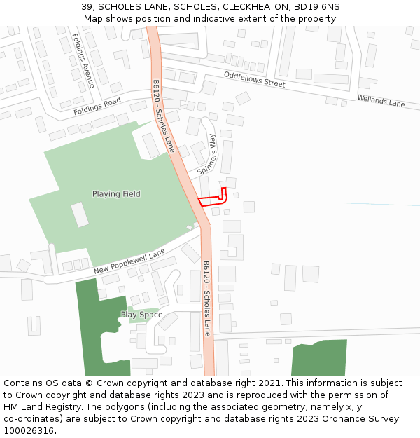 39, SCHOLES LANE, SCHOLES, CLECKHEATON, BD19 6NS: Location map and indicative extent of plot