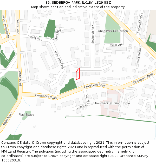 39, SEDBERGH PARK, ILKLEY, LS29 8SZ: Location map and indicative extent of plot