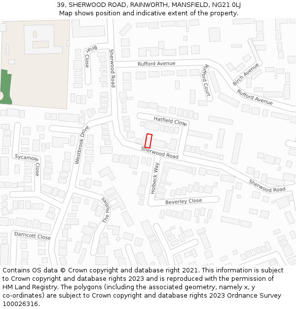 39, SHERWOOD ROAD, RAINWORTH, MANSFIELD, NG21 0LJ: Location map and indicative extent of plot