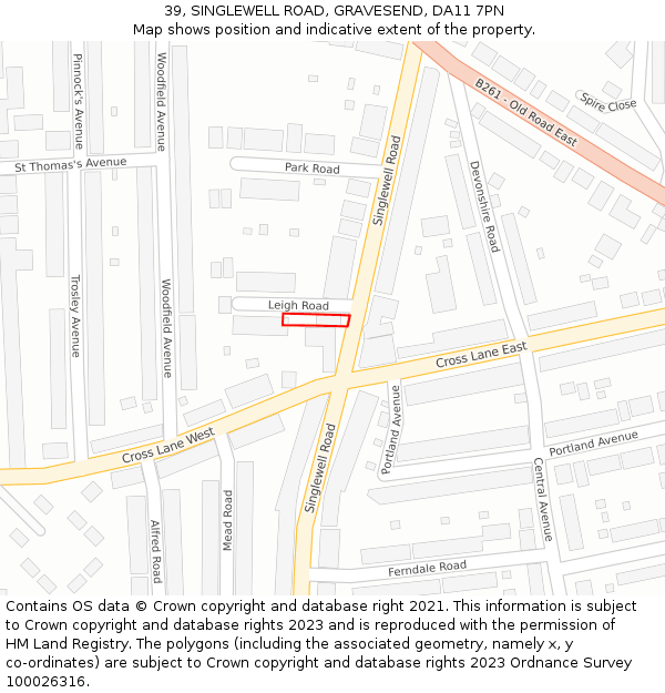 39, SINGLEWELL ROAD, GRAVESEND, DA11 7PN: Location map and indicative extent of plot